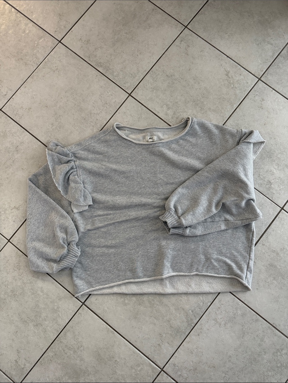 Aerie OFFLINE Gray Ruffle Sleeve Sweatshirt